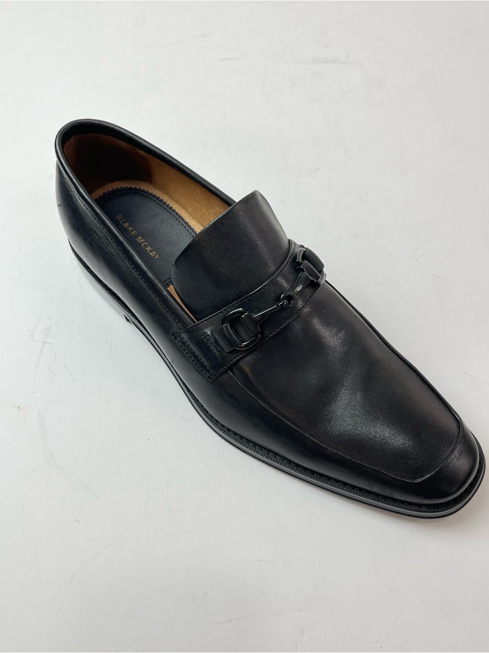 Blake McKay Men’s M6 Black Leather Bit Horse Buckle LOAFER Dress Shoe Size 9